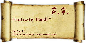 Preiszig Hugó névjegykártya